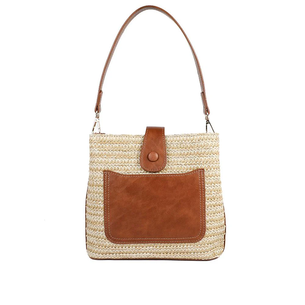 Woven Shoulder Bag with Faux Leather Trim - RIM43000 / 329 297 - Image 2
