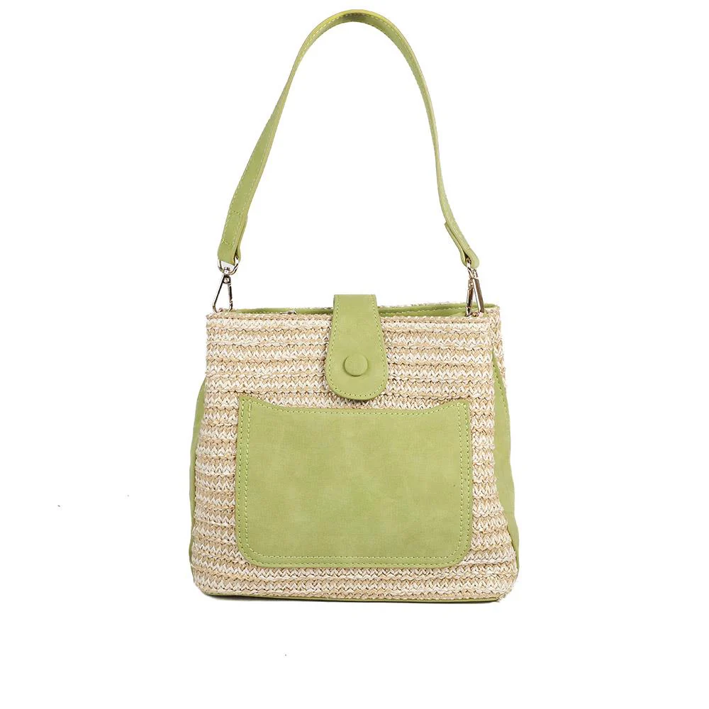 Woven Shoulder Bag with Faux Leather Trim - RIM43000 / 329 297
