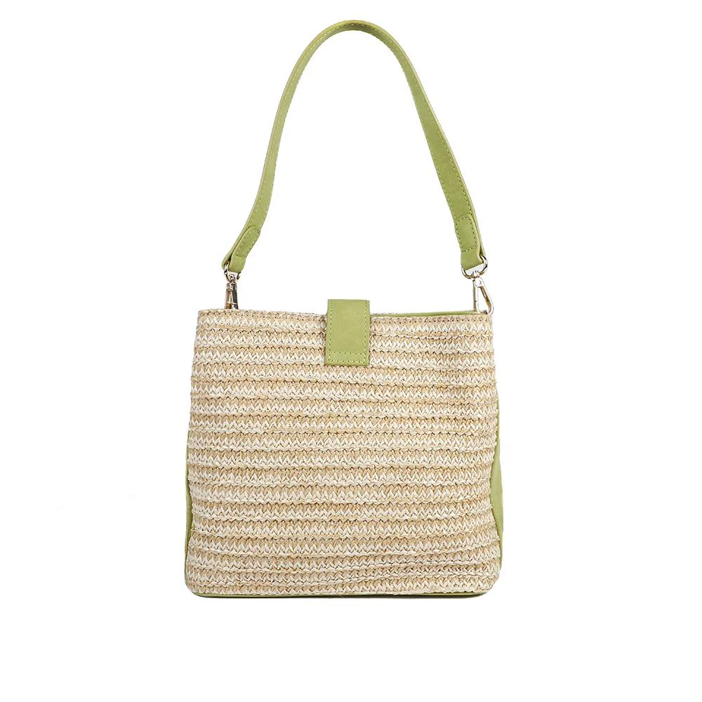 Woven Shoulder Bag with Faux Leather Trim - RIM43000 / 329 297 - Green - Image 3