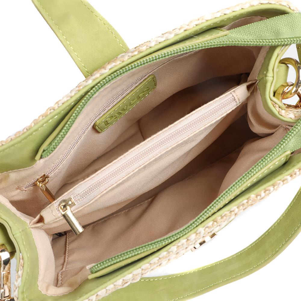 Woven Shoulder Bag with Faux Leather Trim - RIM43000 / 329 297 - Green - Image 5