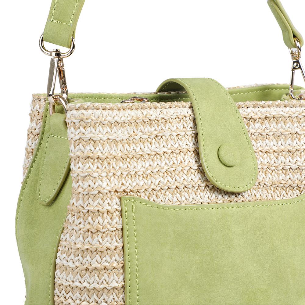 Woven Shoulder Bag with Faux Leather Trim - RIM43000 / 329 297 - Green - Image 6