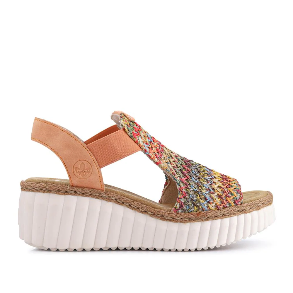 Woven Slingback Wedges - RKR39535 / 325 031 - Orange Multi - Image 2
