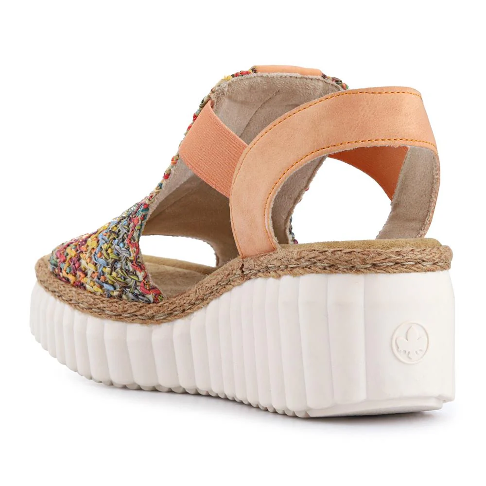 Woven Slingback Wedges - RKR39535 / 325 031 - Orange Multi - Image 3