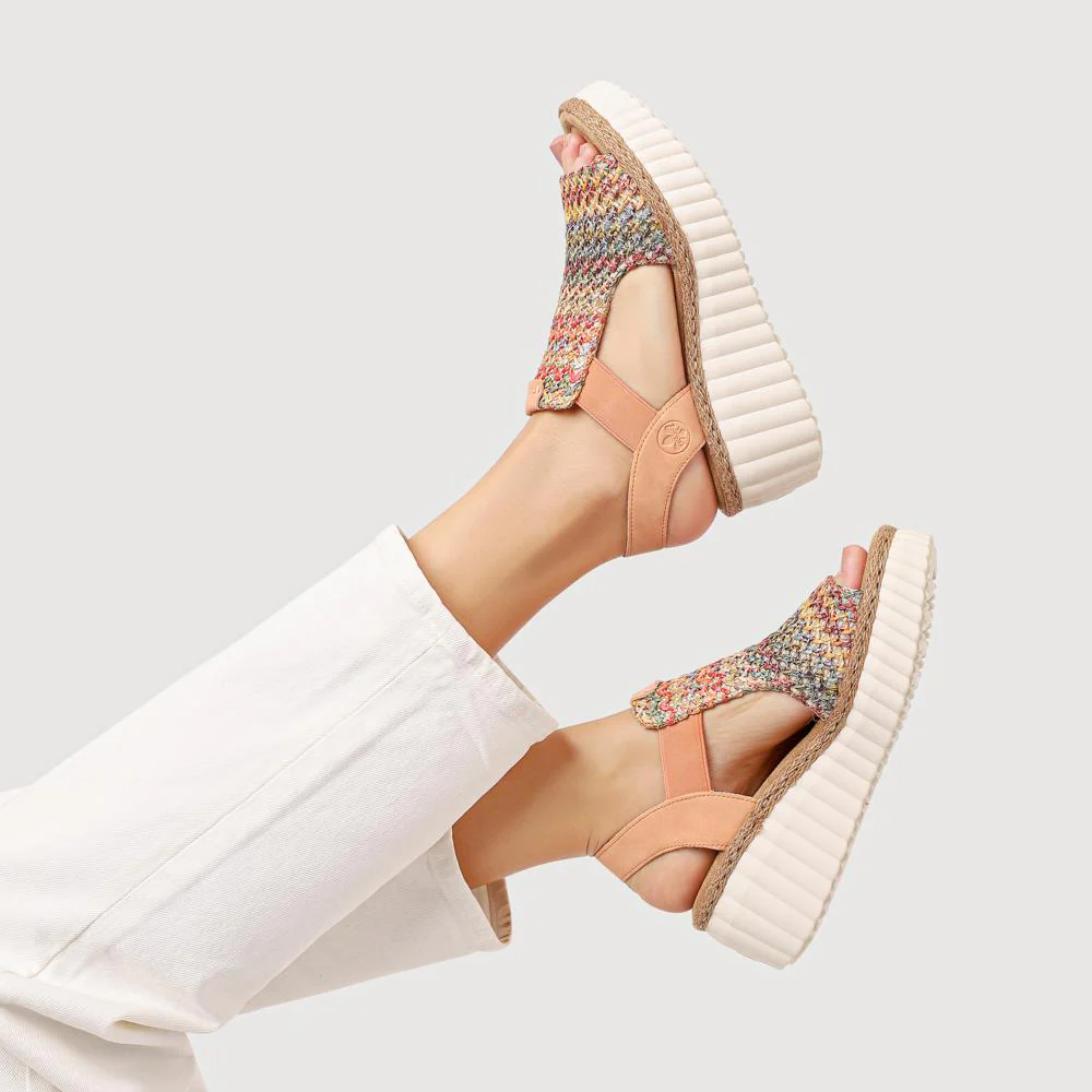 Woven Slingback Wedges - RKR39535 / 325 031 - Orange Multi - Image 5
