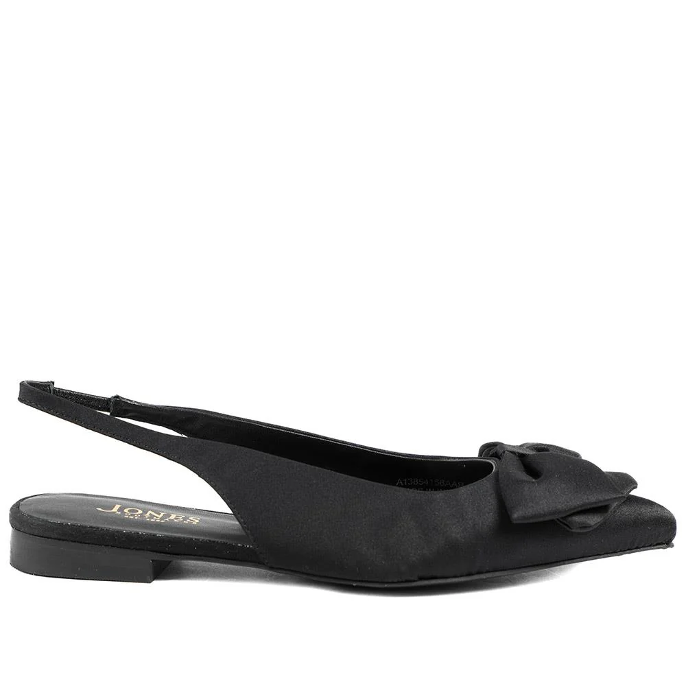 Xenova Leather Slingback Court Shoes - XENOVIA / 329 158 - Black Satin - Image 2