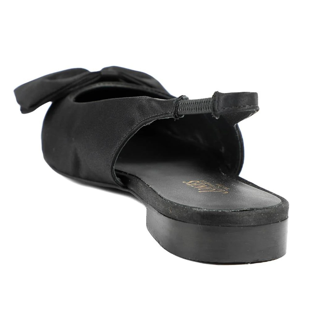 Xenova Leather Slingback Court Shoes - XENOVIA / 329 158 - Black Satin - Image 3