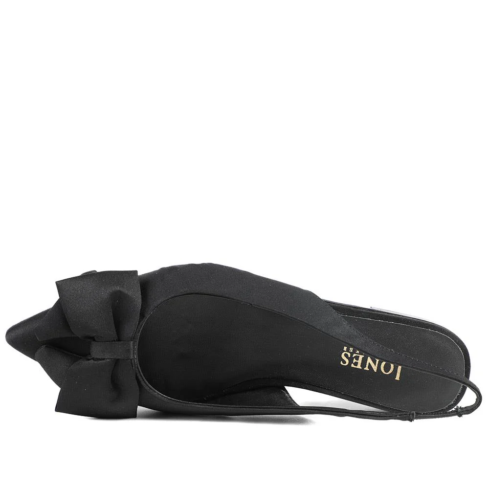 Xenova Leather Slingback Court Shoes - XENOVIA / 329 158 - Black Satin - Image 4