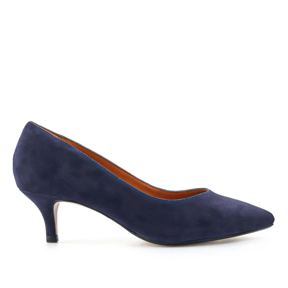Yulia Leather Stiletto-Heeled Court Shoes - YULIA / 327 598 - Navy Suede - Image 2