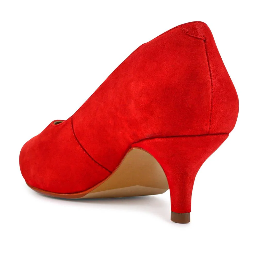 Yulia Leather Stiletto-Heeled Court Shoes - YULIA / 327 598 - Red Suede - Image 3