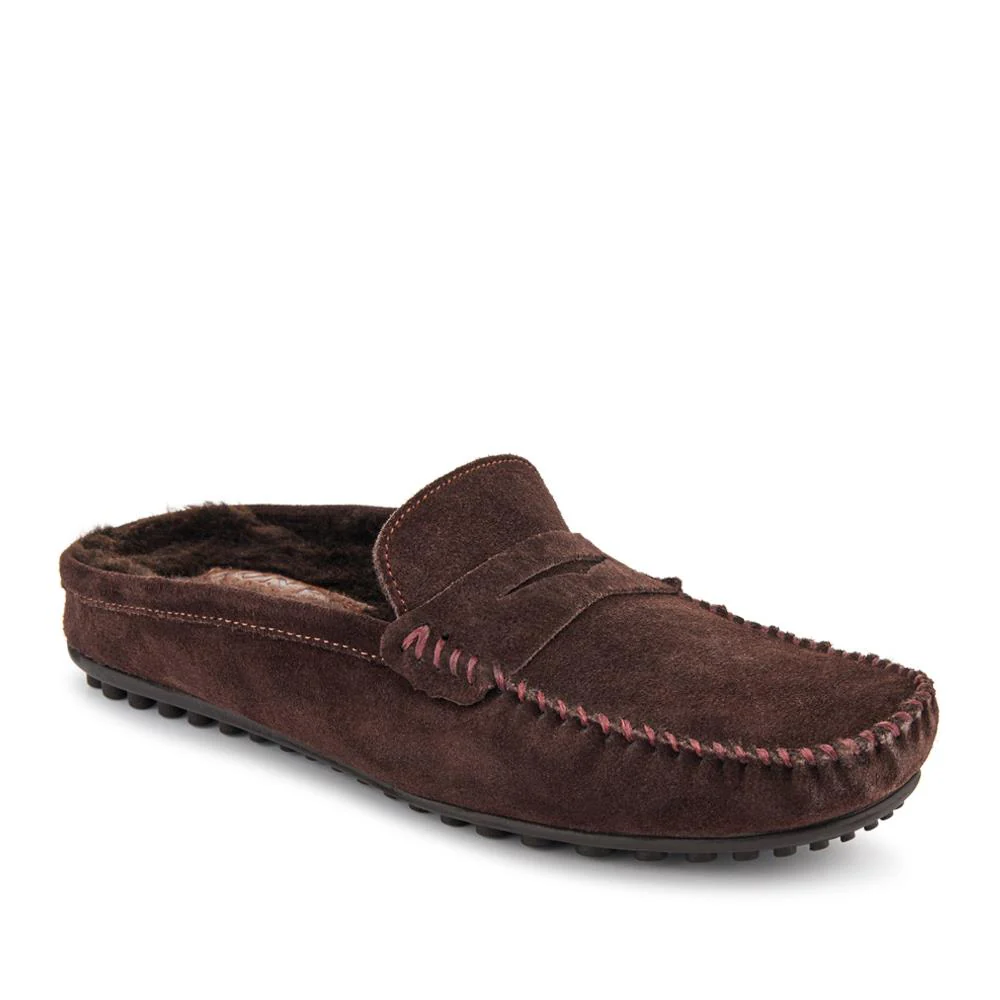Zap Leather Mule Slippers - ZAP / 328 013 - Dark Brown Suede