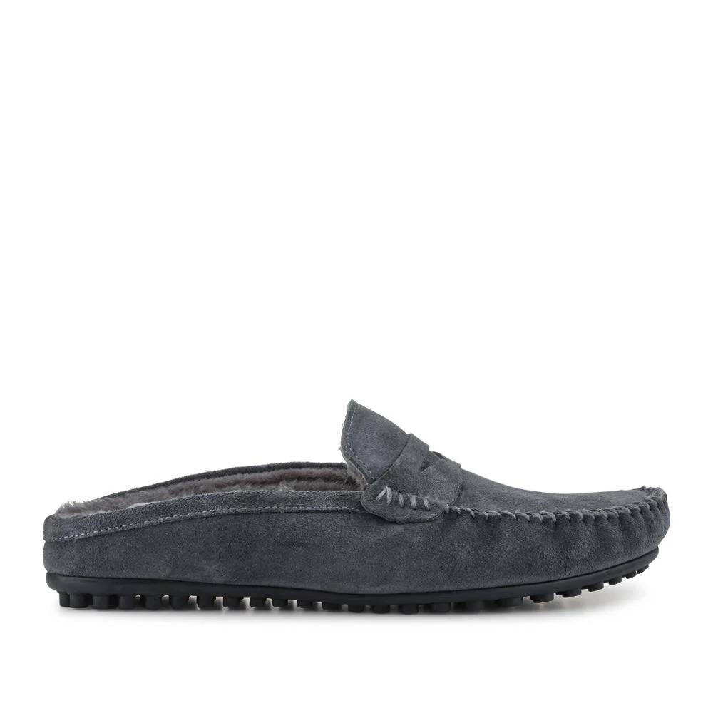 Zap Leather Mule Slippers - ZAP / 328 013 - Charcoal - Image 2