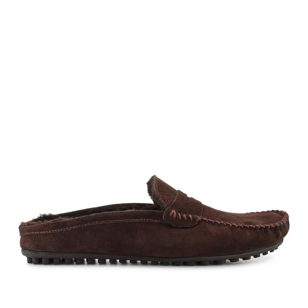 Zap Leather Mule Slippers - ZAP / 328 013 - Dark Brown Suede - Image 2