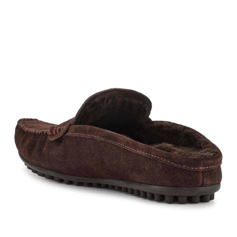 Zap Leather Mule Slippers - ZAP / 328 013 - Dark Brown Suede - Image 3