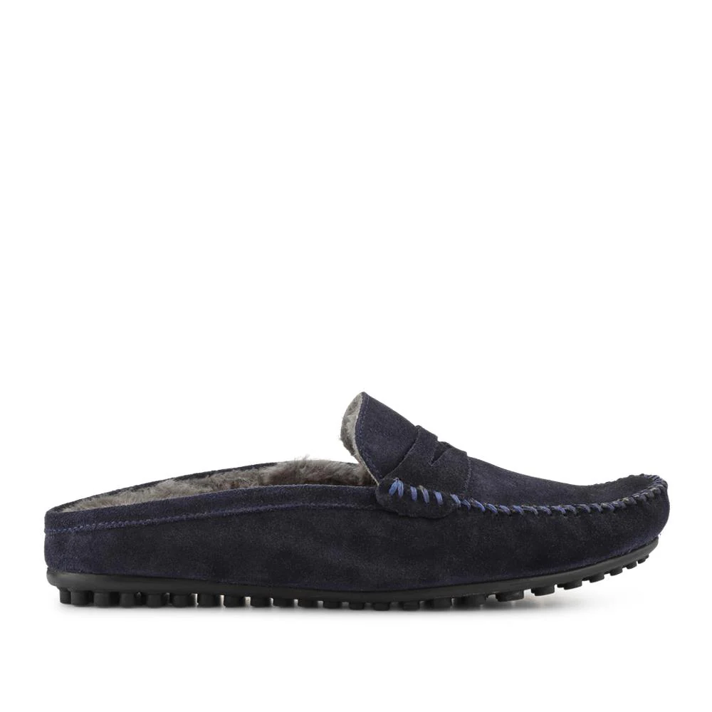 Zap Leather Mule Slippers - ZAP / 328 013 - Navy Suede - Image 2