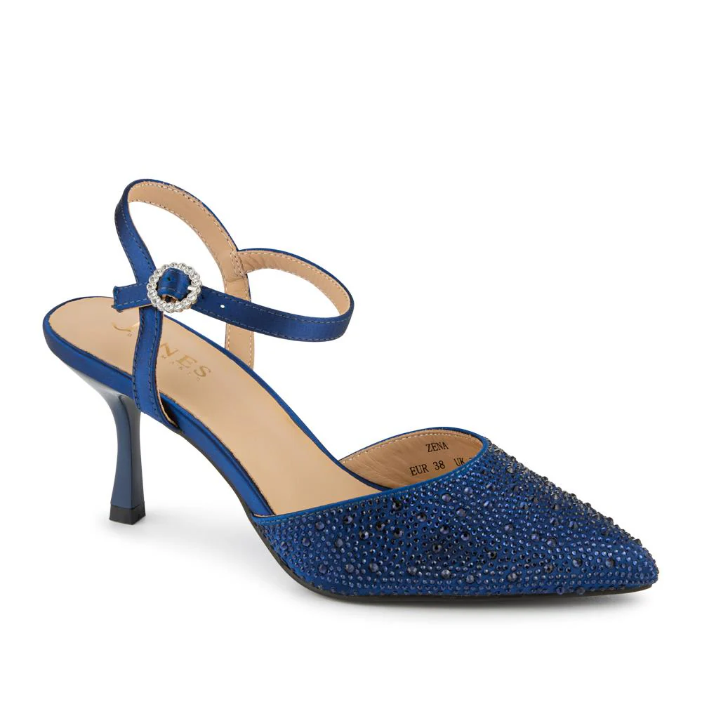 Zena Leather Heeled Court Shoes - ZENA / 327 780 - Navy Glitter