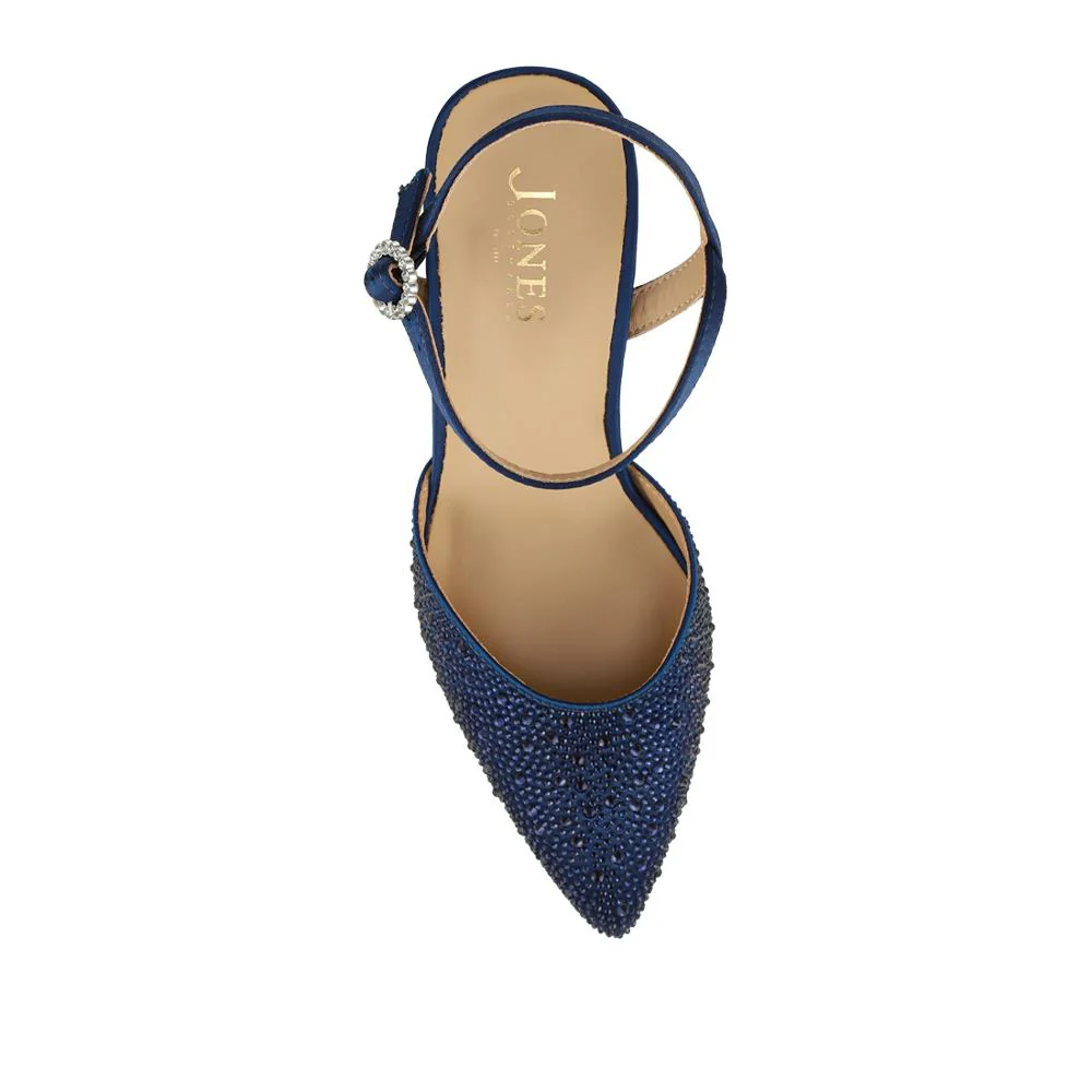 Zena Leather Heeled Court Shoes - ZENA / 327 780 - Navy Glitter - Image 4