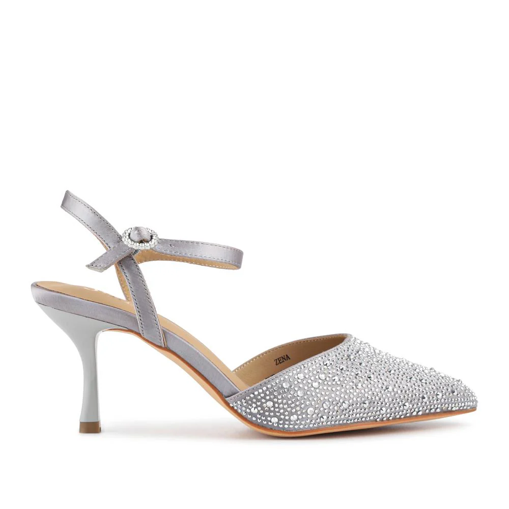 Zena Leather Heeled Court Shoes - ZENA / 327 780 - Silver Glitter - Image 2