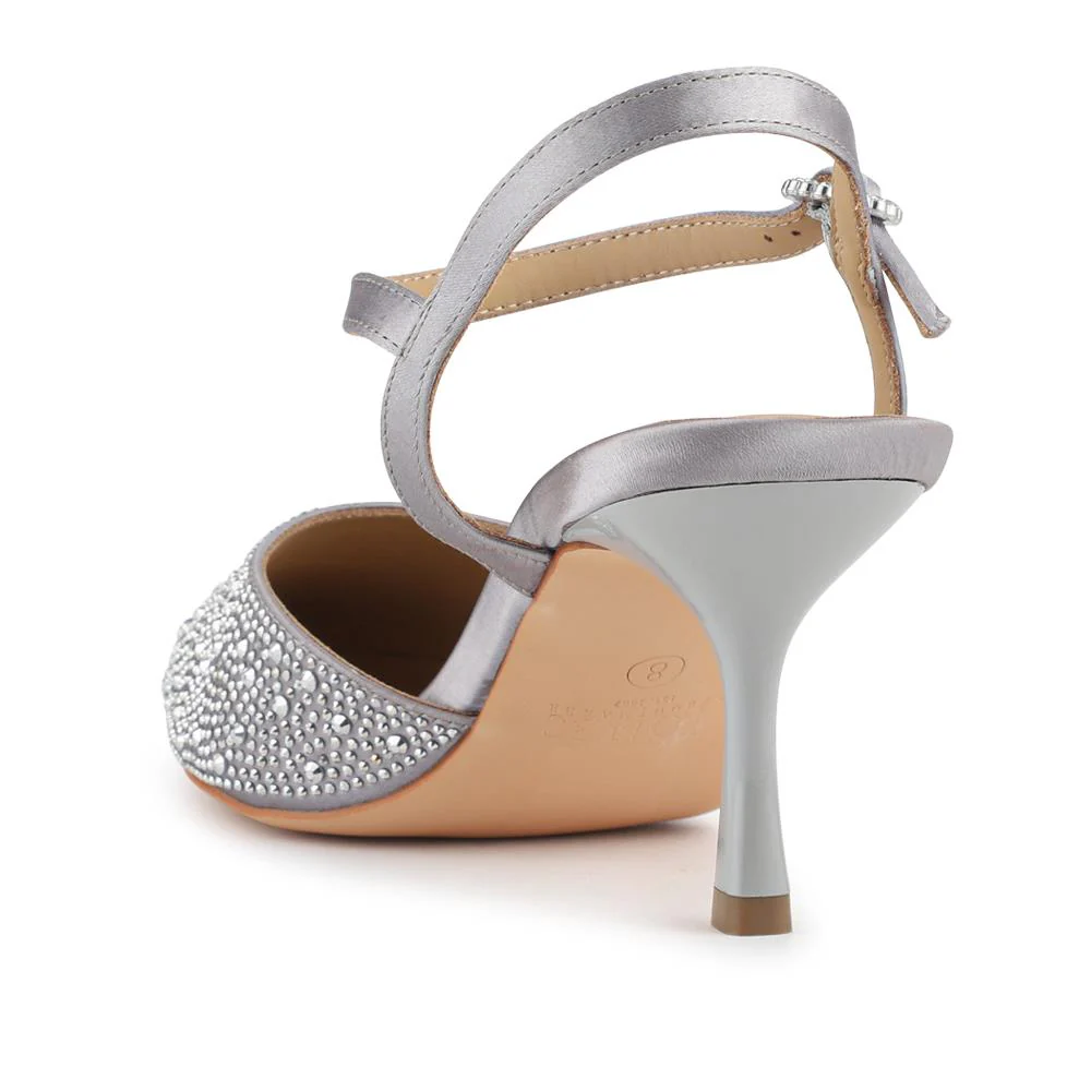 Zena Leather Heeled Court Shoes - ZENA / 327 780 - Silver Glitter - Image 3