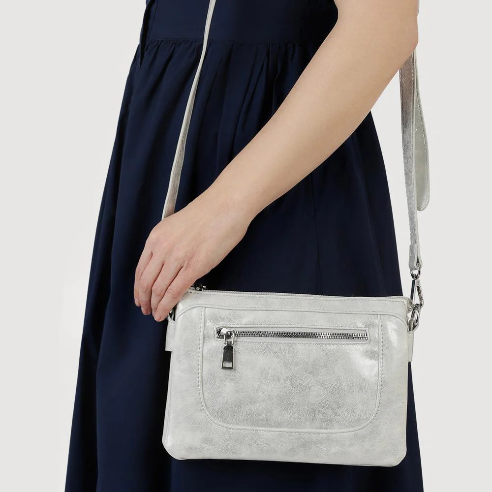 Zip-Close Shoulder Bag - RIM41007 / 327 380 - Silver Shimmer - Image 3