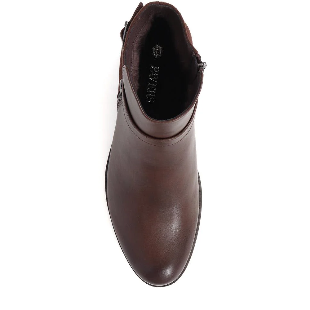 Zip-Detail Heeled Ankle Boots - WOIL40041 / 326 047 - Brown - Image 5