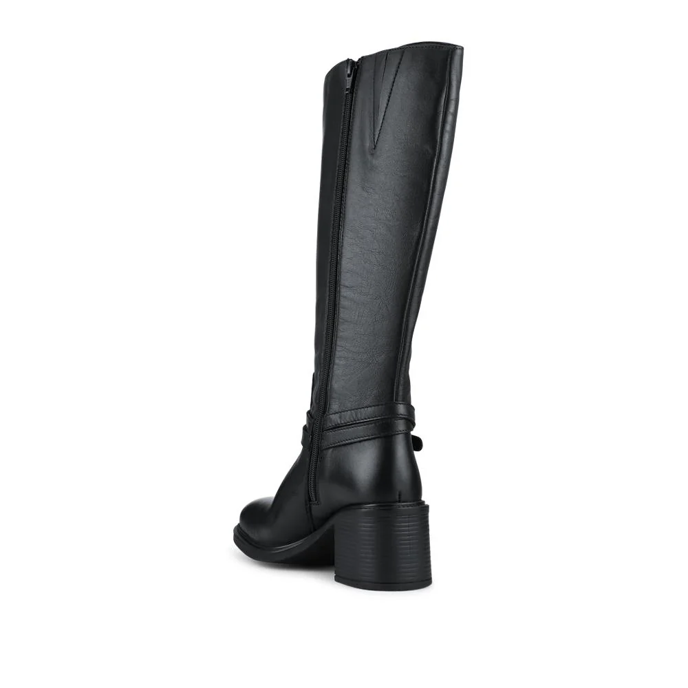 Zip-Fasten Leather Long Boots - ALEXP42005 / 328 510 - Black - Image 3