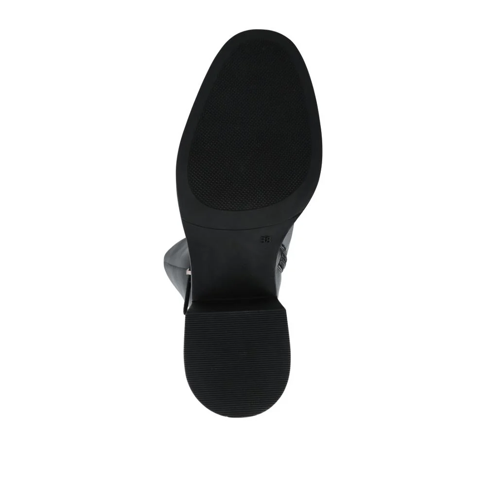 Zip-Fasten Leather Long Boots - ALEXP42005 / 328 510 - Black - Image 5