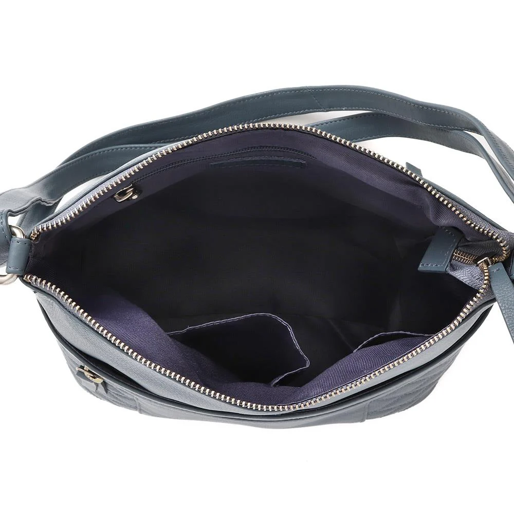 Zip-Fasten Leather Shoulder-Bag - JEWN39001 / 325 228 - Chambray - Image 3