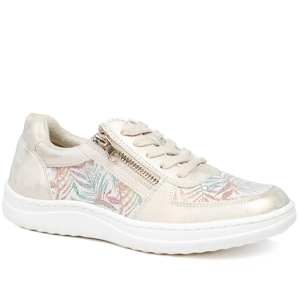 Zip & Lace Trainers With Metallic Accent - WOIL42013 / 327 897