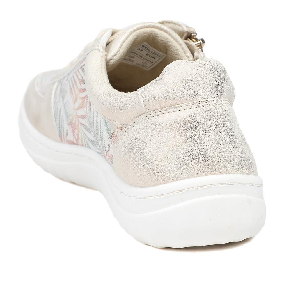 Zip & Lace Trainers With Metallic Accent - WOIL42013 / 327 897 - Gold Multi - Image 4