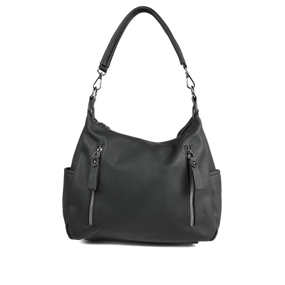 Zip-Pocketed Handbag - WAHT41004 / 327 416 - Black