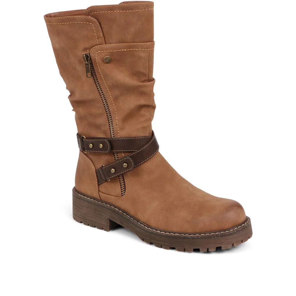 Zip-Up Calf Boots - TELOO38011 / 324 162 - Tan