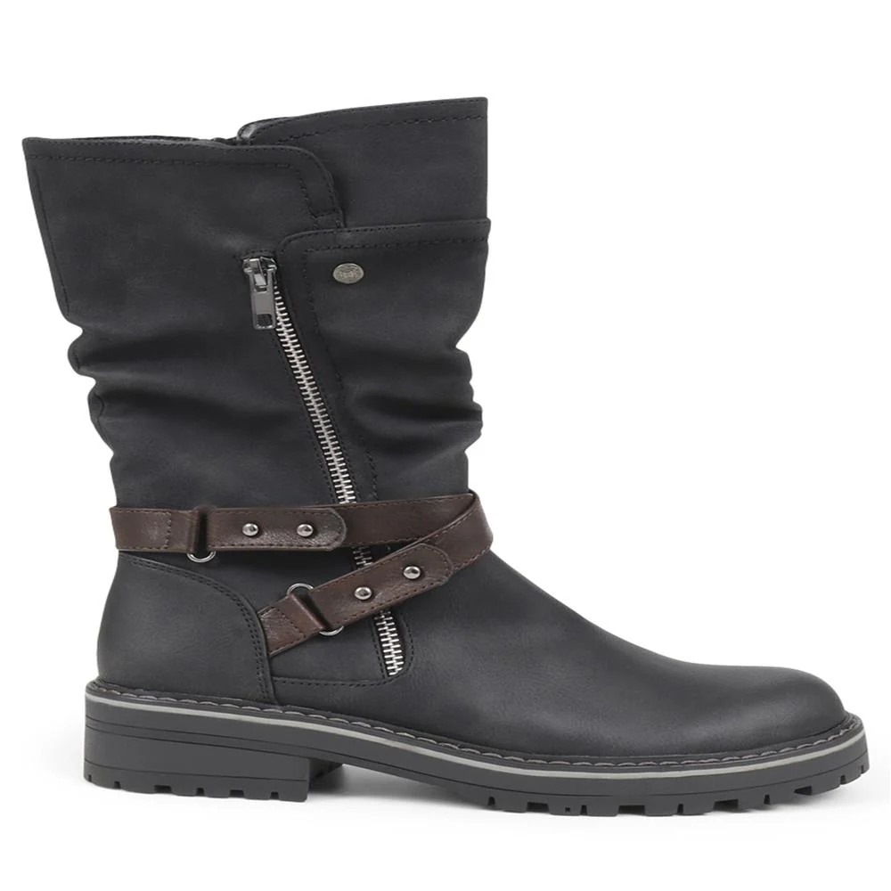 Zip-Up Calf Boots - TELOO38011 / 324 162 - Black - Image 2