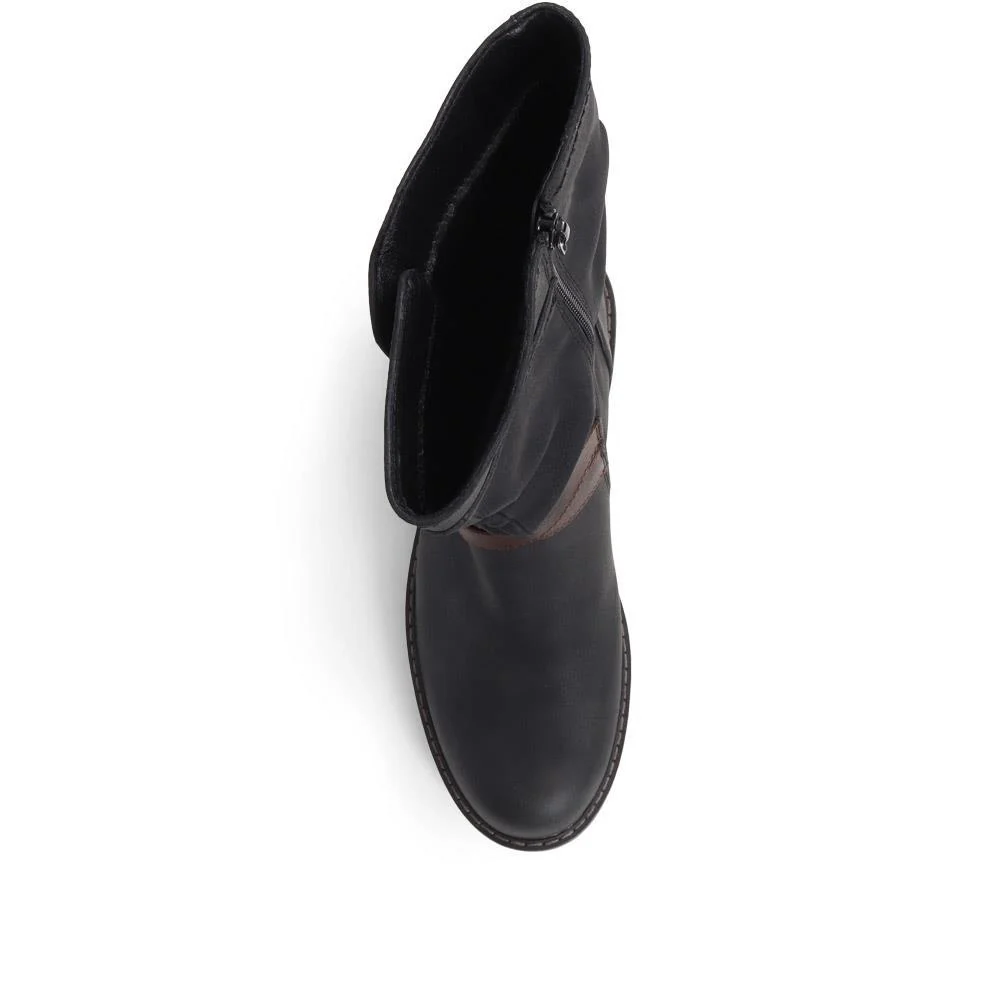 Zip-Up Calf Boots - TELOO38011 / 324 162 - Black - Image 4