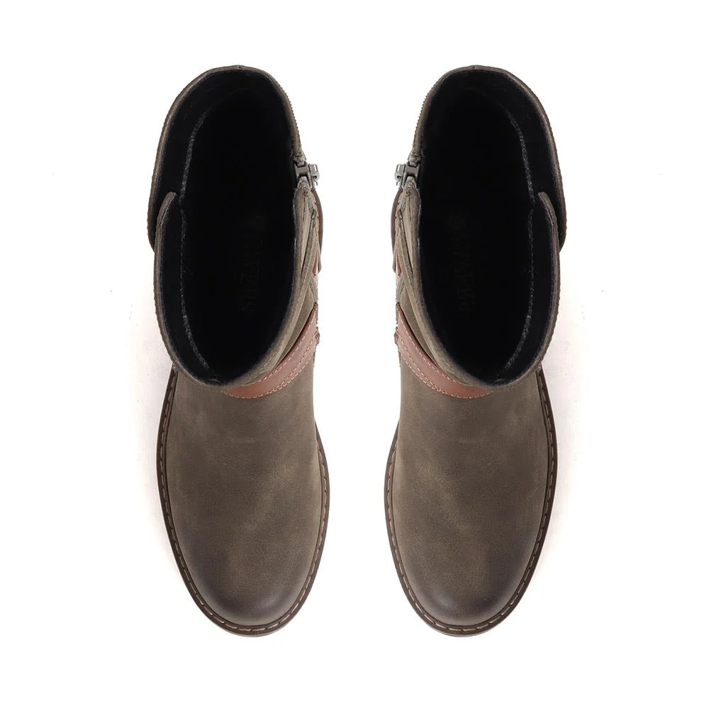 Zip-Up Calf Boots - TELOO38011 / 324 162 - Olive - Image 4