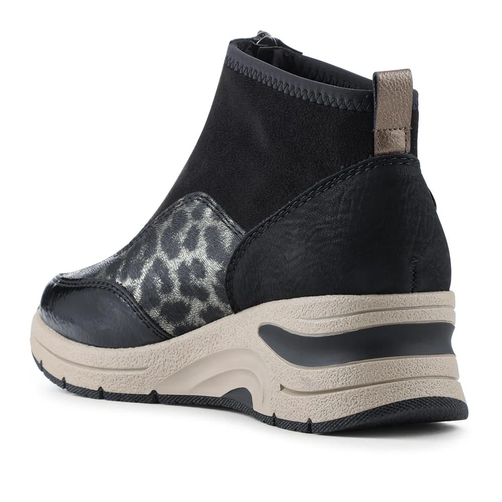 Zip-Up Chunky Ankle Boots - RKR40506 / 325 663 - Black Multi - Image 3