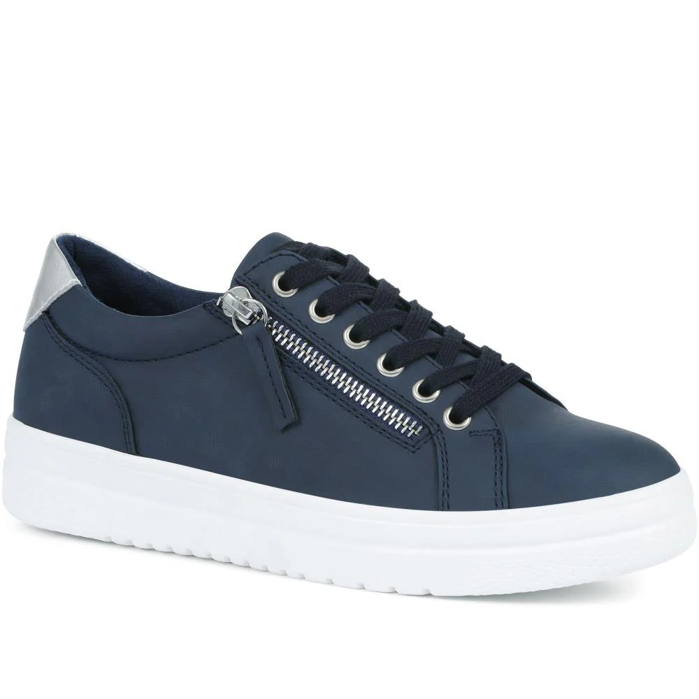 Zip Up Chunky Platform Trainers - WBINS35156 / 321 796 - Navy