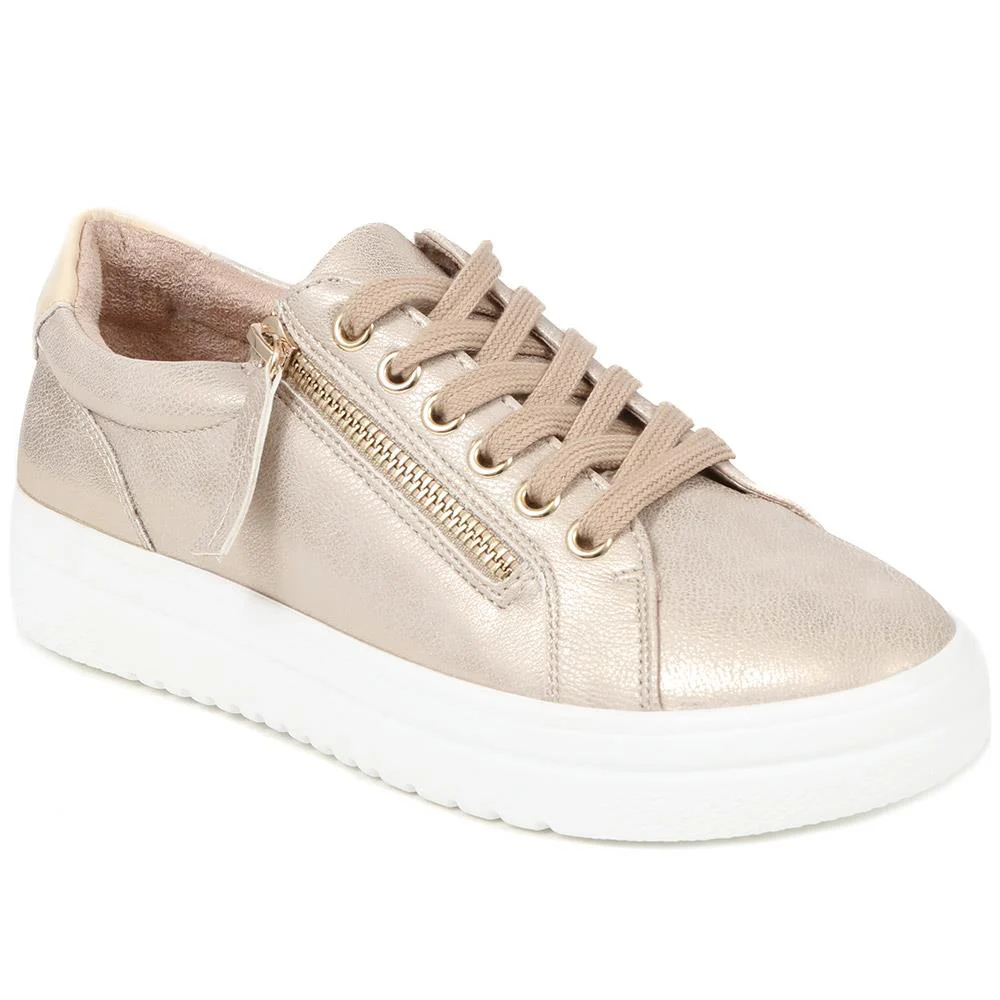 Zip Up Chunky Platform Trainers - WBINS35156 / 321 796 - Soft Gold