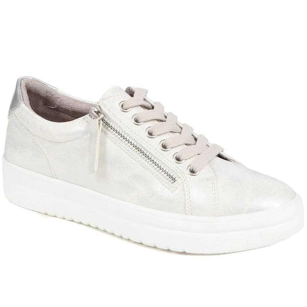 Zip Up Chunky Platform Trainers - WBINS35156 / 321 796 - Silver Shimmer