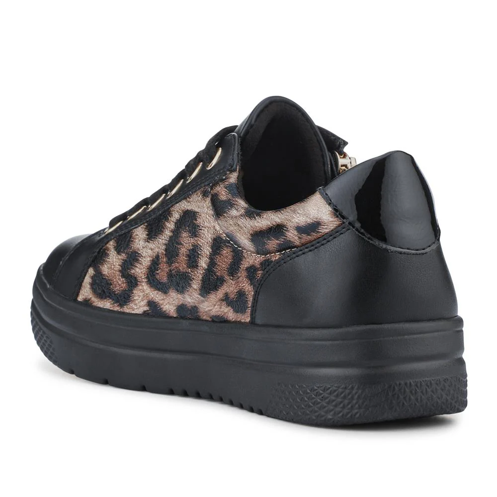 Zip Up Chunky Platform Trainers - WBINS35156 / 321 796 - Black Leopard - Image 3