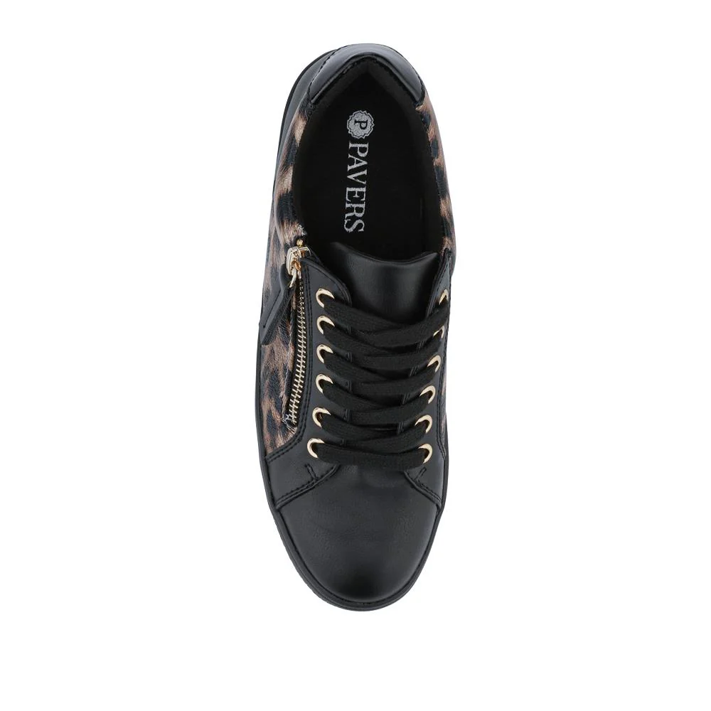 Zip Up Chunky Platform Trainers - WBINS35156 / 321 796 - Black Leopard - Image 4