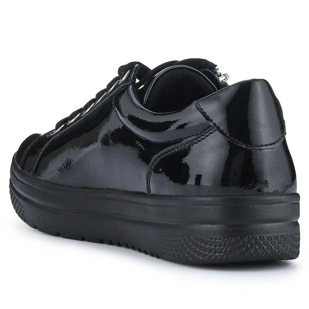 Zip Up Chunky Platform Trainers - WBINS35156 / 321 796 - Black Patent - Image 3