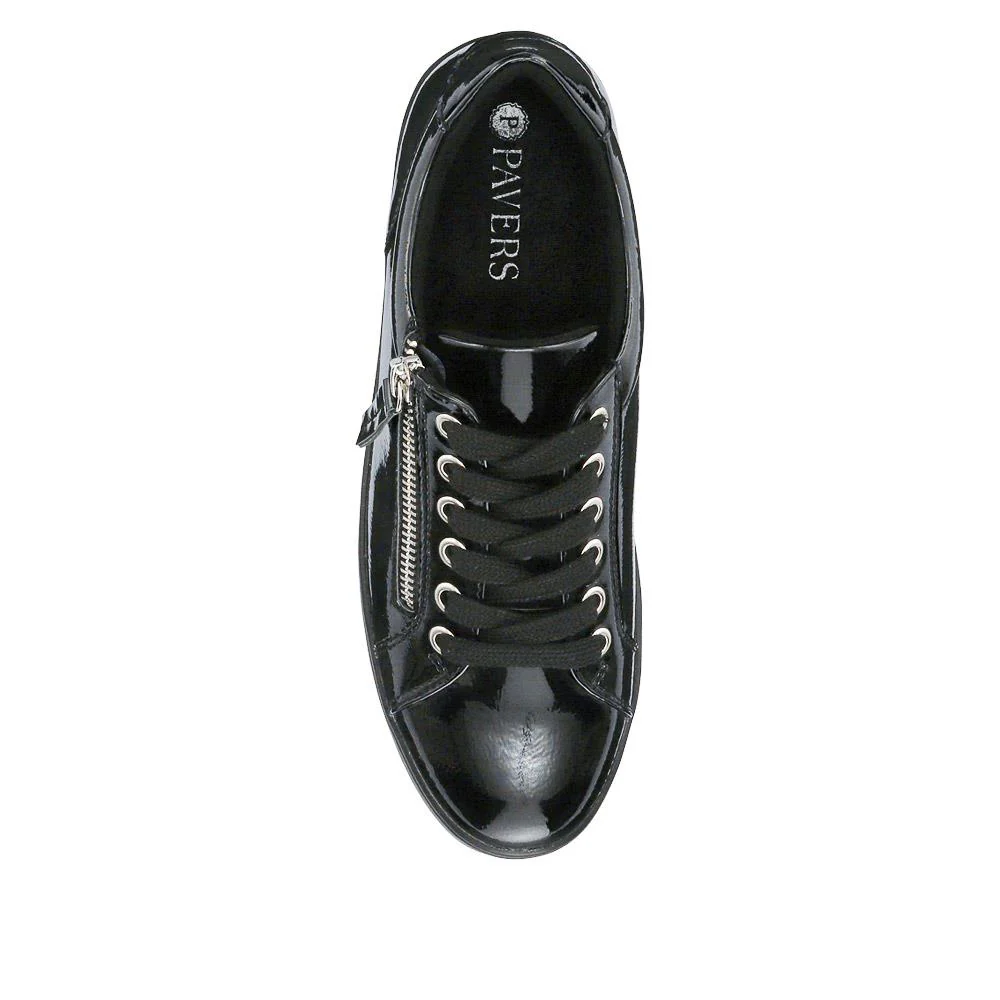 Zip Up Chunky Platform Trainers - WBINS35156 / 321 796 - Black Patent - Image 4