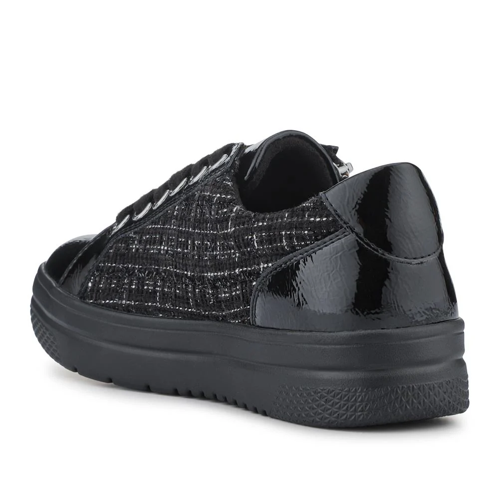 Zip Up Chunky Platform Trainers - WBINS35156 / 321 796 - Black Tweed - Image 3