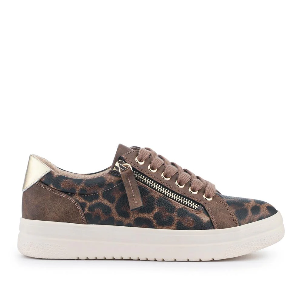 Zip Up Chunky Platform Trainers - WBINS35156 / 321 796 - Brown Leopard - Image 3