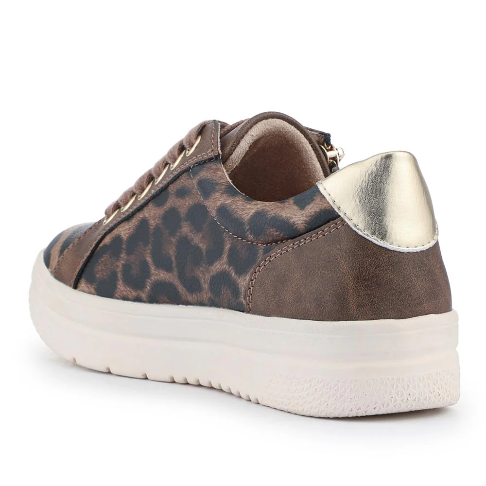 Zip Up Chunky Platform Trainers - WBINS35156 / 321 796 - Brown Leopard - Image 4