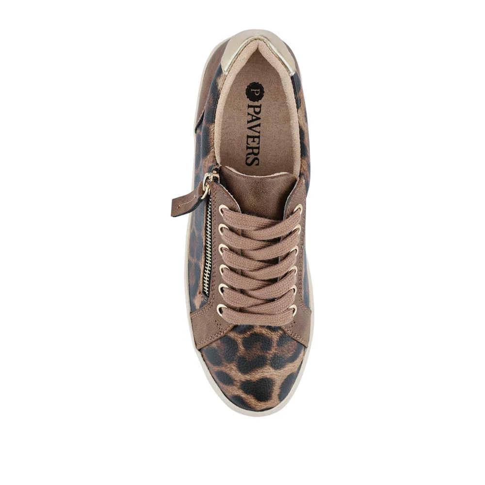 Zip Up Chunky Platform Trainers - WBINS35156 / 321 796 - Brown Leopard - Image 5
