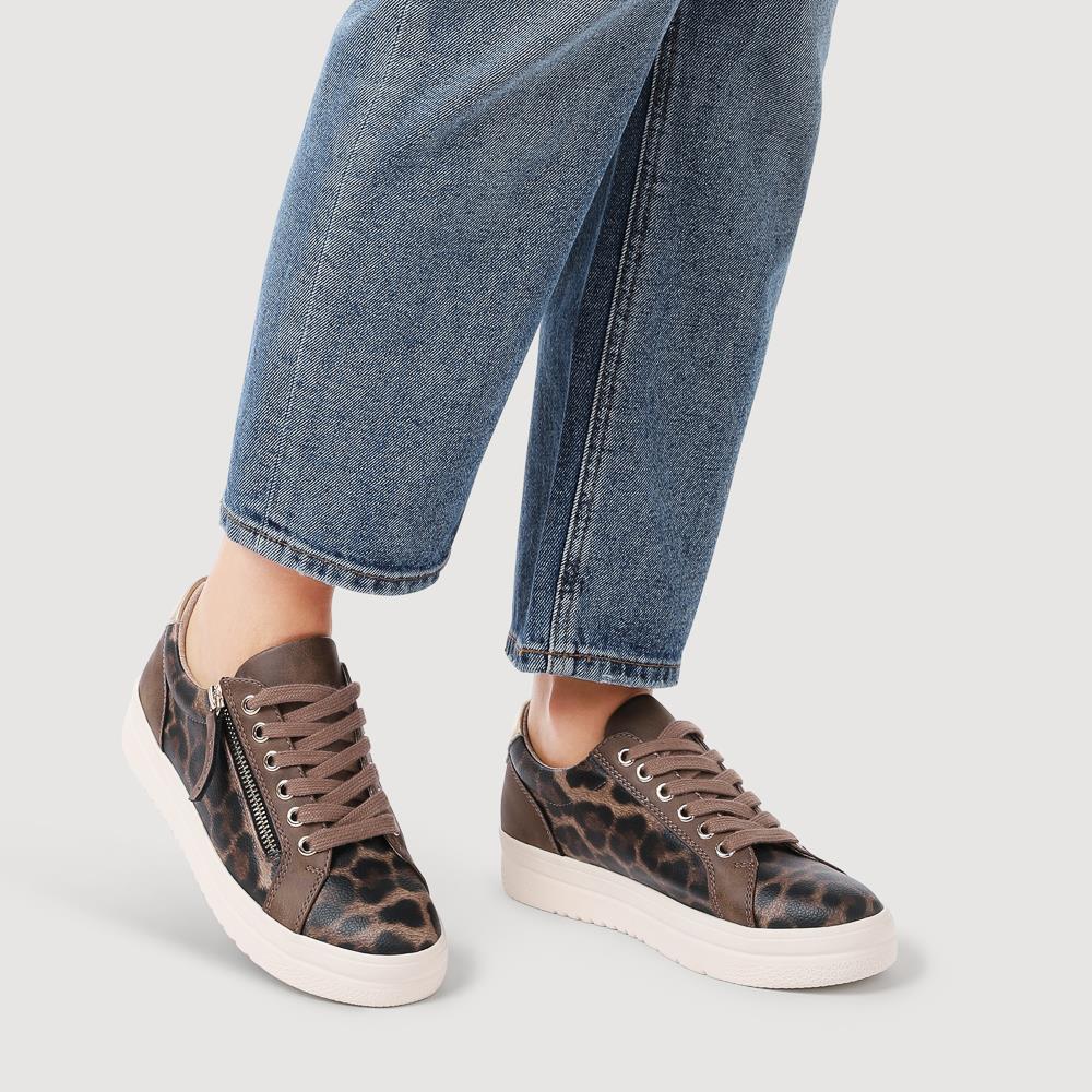 Zip Up Chunky Platform Trainers - WBINS35156 / 321 796 - Brown Leopard - Image 6