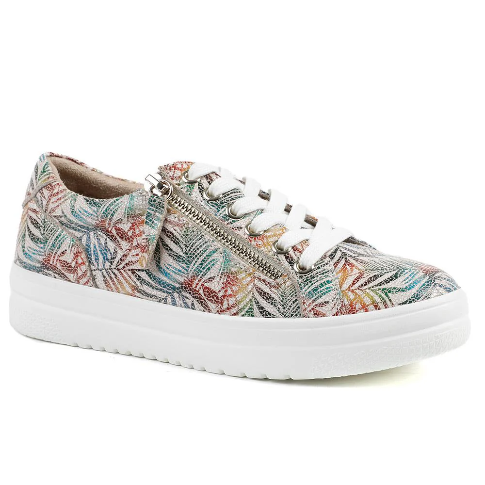 Zip Up Chunky Platform Trainers - WBINS35156 / 321 796 - Floral