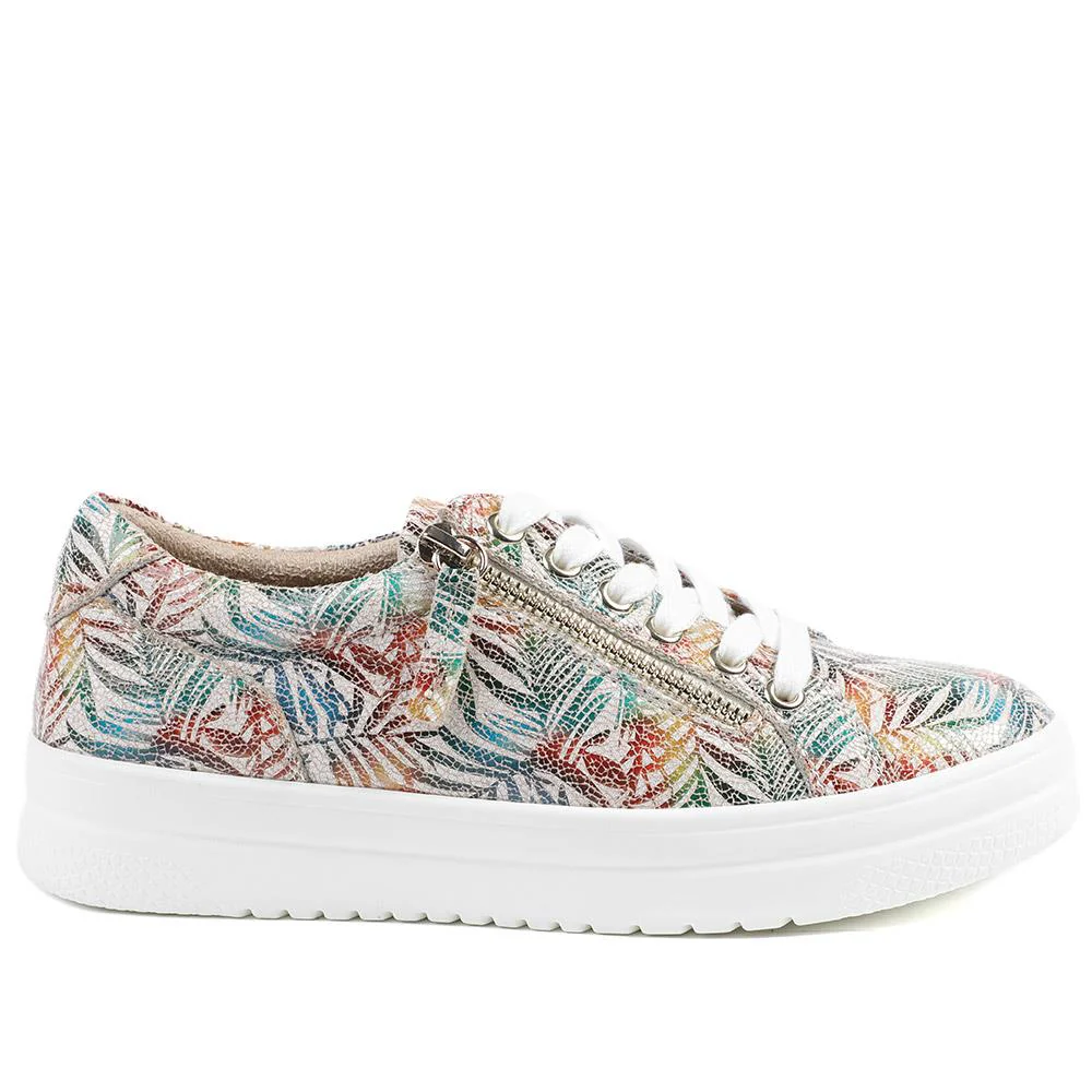 Zip Up Chunky Platform Trainers - WBINS35156 / 321 796 - Floral - Image 2