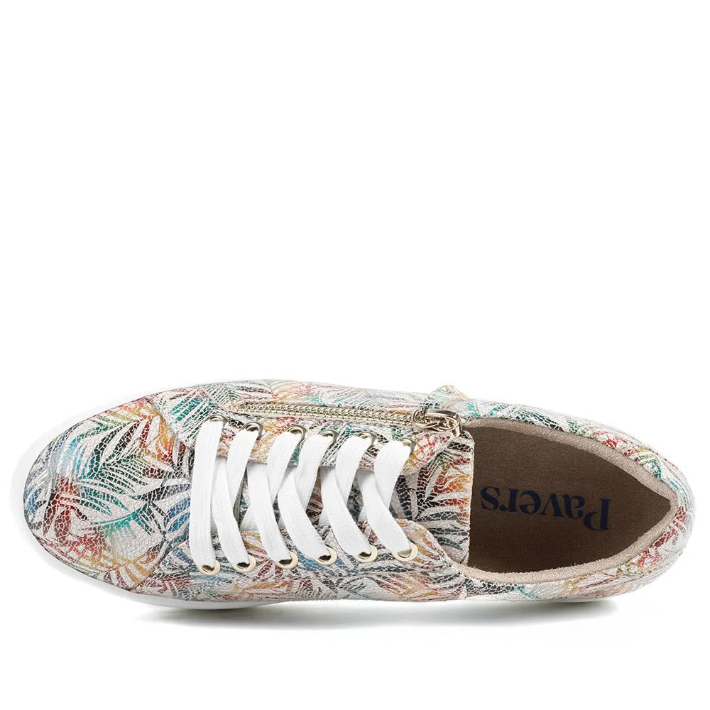 Zip Up Chunky Platform Trainers - WBINS35156 / 321 796 - Floral - Image 4